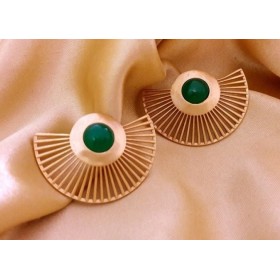 Golden Green Onyx Ear Jackets 
